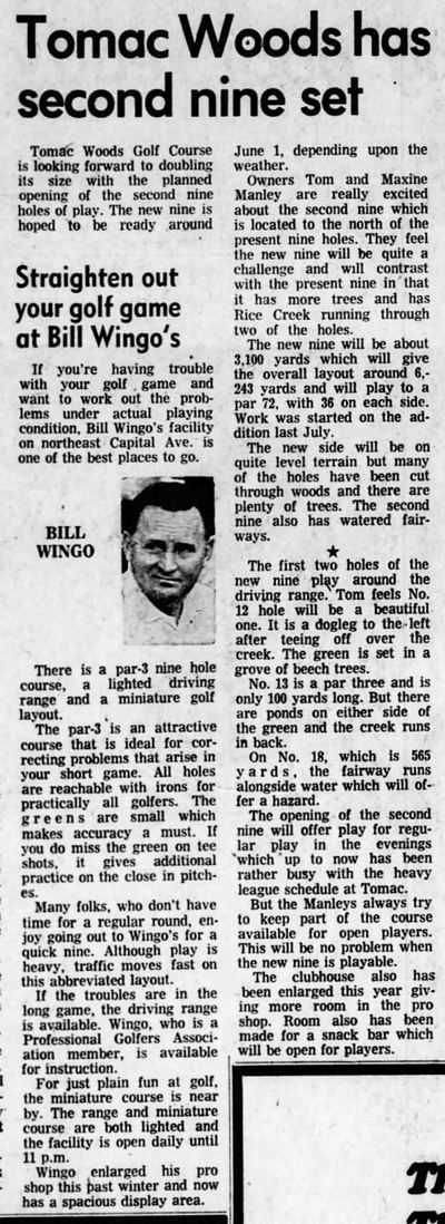 Tomac Woods Golf Course - April 1969 Article (newer photo)
